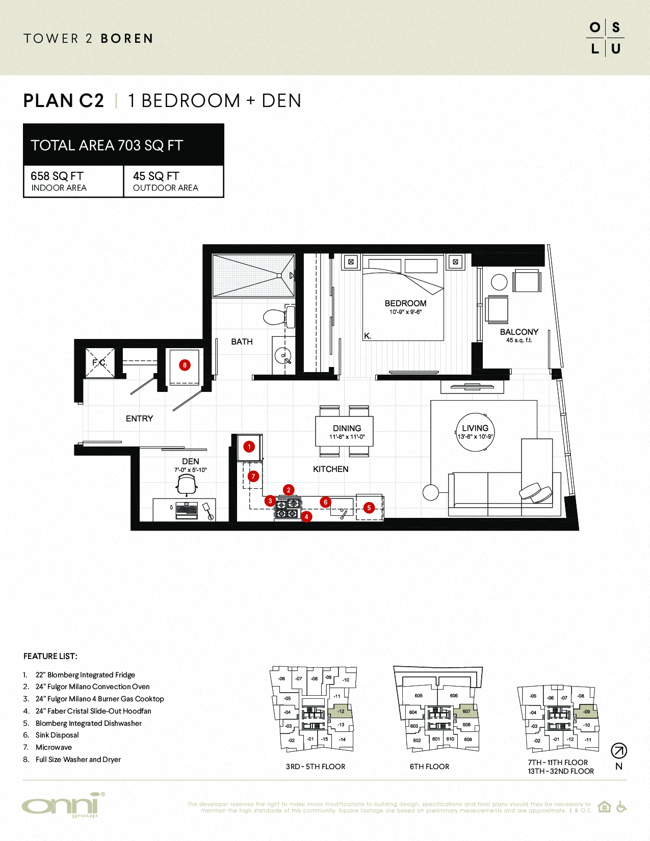 Floor plan for 1 bed, 1 bath, 658 sqft